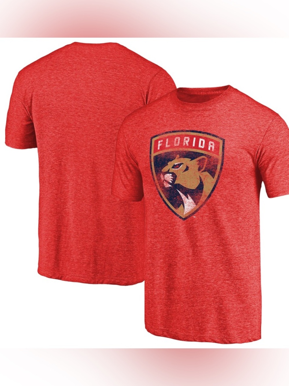 Florida Panthers Distressed Team Primary Logo Tri-Blend T-Shirt - Red